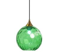Euone_Clothes Suspension en Verre Ondulé Globe au Fini Doré, Lampe Suspendu de Plafond Industrielle Vintage E27 Suspension Luminaire de Cuisine & Salle à Manger - Vert Foncé