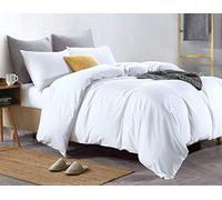 Euphoric Bedding ® - Parure de lit complète à 100 % en coton pur égyptien - Blanc uni - 4 Pièces - Parure de lit comprenant 1 housse de couette, 2 taies d'oreiller et 1 drap-housse, blanc, King Size