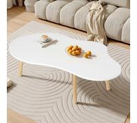 euppaury Petite Table Basse, Table à thé de Style Mid-Century Modern, Tables Basse Minimaliste pour Le Salon en Forme de Nuage, Convient pour Le Salon et Les Petits espaces Blanc