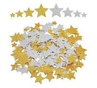 EUPSIIU 200 Pièces Autocollants étoiles en Mousse, Caoutchouc Mousse Etoiles Paillettes, Autocollants Pailletées, Gommettes Noel, Bricolage Scrapbooking, Décoration Murale Carte de Voeux (Or, Argent）