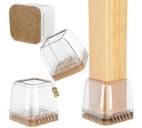 Euqvunn 18pcs Protection Pied de Chaise Carré, Protege Pied de Chaise, Patin de Chaise Transparent Patins pour Chaises avec Feutre, Tampon de Solpour Sols en Bois Dur et Carrelage 19-25mm