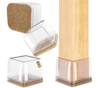 Euqvunn 18pcs Protection Pied de Chaise Carré, Protege Pied de Chaise, Patin de Chaise Transparent Patins pour Chaises avec Feutre, Tampon de Solpour Sols en Bois Dur et Carrelage 35-40mm
