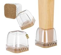 Euqvunn 18pcs Protection Pied de Chaise Carré, Protege Pied de Chaise, Patin de Chaise Transparent Patins pour Chaises avec Feutre, Tampon de Solpour Sols en Bois Dur et Carrelage 14-19mm