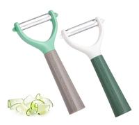 Euqvunn 2Pcs Eplucheur Pomme de Terre, Econome Legumes Epluche Pomme en Y, Acier Inoxydable Éplucheur Fruits et Légumes Eplucheur Tomate avec Lame Mobile pour Légumes Fruits, Vert
