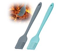 Euqvunn 2Pcs Pinceau Cuisine Silicone, Résistant à la Chaleur Pinceau Cuisine, BPA-Free Pinceau Pâtisserie Antiadhésif, Pinceau Alimentaire Pâtisserie, Barbecue, Pinceau de Cuisine(Gris + Bleu)