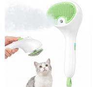 Euqvunn Brosse Vapeur pour Chat avec Bouton de Déverrouillage, [Design Ultra-Silencieux/Poignée Confortable] Brosse Chat Vapeur Brosse Chien Vapeur Rechargeable pour Chats, Chiens, Lapins(Vert)