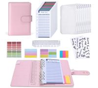 Euqvunn Enveloppe Budget, Budget Planner A6 avec Enveloppes pour Argent Liquide, Fermoirs Ajustables, Classeur Budget, Carnet Budget pour Organisateur d'Argent, Classeur A6 Organisateur Budget- Rose