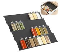 Euqvunn Pack de 8 Rrangement Epices Cuisine Tiroir, Porte Epice Extensible Réglable de 23 cm à 46 cm, Range Epices Cuisine pour plan de travail, placard, étagère
