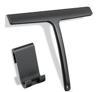 Euqvunn Raclette Douche Silicone avec Crochet Robuste sans Traces, pour Paroi de Douche, Cuisine, Miroir et Vitres de Voiture, 24 cm Noir