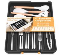 Euqvunn Range couverts pour tiroir avec 4-7 compartiments, range couverts extensible multidirectionnel - idéal pour le rangement des ustensiles et outils de cuisine dans les tiroirs
