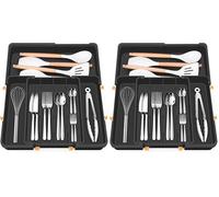 Euqvunn Range Couverts pour Tiroir Multidirectionnel Extensible, Range Couvert avec 4-7 Compartiments, Idéal pour le Rangement des Couverts et Ustensiles de Cuisine dans le Tiroir (Lot de 2)