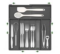 Euqvunn rangement couvert extensible 4-7 compartiments, range couverts pour tiroir ajustable en ABS pour tiroirs, rangement pour ustensiles de cuisine