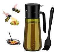 Euqvunn Spray Huile Cuisine 2-en-1 avec Pinceau, Vaporisateur Huile d’Olive 580ml en Verre Opaque - Pour Air Fryer, Salades, Cuisson et Grillades