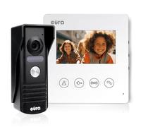 EURA Interphone vidéo VDP-52A3 ATIRA 4 fils, moniteur couleur 4,3 pouces, 2 entrées, 1 moniteur, blanc
