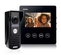 EURA Interphone vidéo VDP-52A3 ATIRA 4 fils, moniteur couleur 4,3 pouces, 2 entrées, 1 moniteur, noir