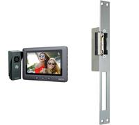 Eura VDP-45A3 Alpha Interphone vidéo 4 Fils avec écran Couleur 7" Noir & EXTEL 90301.4 Ouvre-Porte électrique avec Fonction mémoire Long (25 cm), Gris