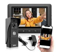 Interphone vidéo VDP Alph TUYA WiFi sans fil avec écran couleur 7 pouces, noir, Clever