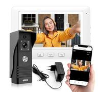 Eura VDP-45A3-TY Interphone vidéo Alph TUYA WiFi, 4 Fils, Moniteur Couleur 7 Pouces, Blanc