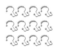 EURDFHY Crochet Rideau Crochets de Douche Double Face, 12 pièces, Rouleaux coulissants, Anneaux Rideau Polyvalents(Rose Gold)