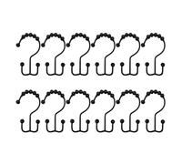 EURDFHY Crochet Rideau Crochets de Douche Double Face, 12 pièces, Rouleaux coulissants, Anneaux Rideau Polyvalents(Black)