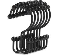 EURDFHY Crochet Rideau Crochets de Rideau Douche, Anneaux en Nickel for Tringle Salle Bain, 12 pièces(B Black)