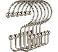 EURDFHY Crochet Rideau Crochets de Rideau Douche, Anneaux en Nickel for Tringle Salle Bain, 12 pièces(A Nickel)