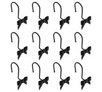 EURDFHY Crochet Rideau Crochets for Rideau de Douche, 12 pièces, Anneaux, nœuds Papillon, Joli Cintre décoratif, Accessoires Salle Bain à Domicile(12pcs Black)