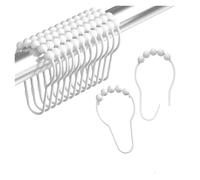 EURDFHY Crochet Rideau Crochets for Rideau de Douche, 12 pièces/Ensemble, Anneau Levage for Poteau Salle Bain, en Forme Gourde, 5 Boucles Perles(White 12Pcs)