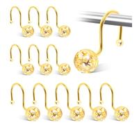 EURDFHY Crochet Rideau Crochets for Rideau de Douche en métal antirouille, Accessoires Salle Bains, Anneaux décoratifs for la Maison, 12 pièces(Gold 12PCS)