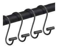 EURDFHY Crochet Rideau Paquet de 12 Crochets for Rideaux Douche cylindriques Suspendus en Forme S(12pcs-Black)