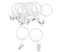 EURDFHY Crochet Rideau Paquet de 12 Crochets Rideau Douche en métal chromé, Anneaux avec Clips 25mm 32mm diamètre for Rideaux fenêtre Salle Bains, Rouille Durable(White Porcelain 32mm)