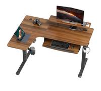 EUREKA ERGONOMIC Bureau Assis Debout Électrique 155x110cm Bureau d'angle en Forme L avec Plateau de Clavier Bureau Gaming LED Réglable en Hauteur avec Tapis de Souris, Porte-gobelet et Crochet Casque