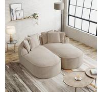 EURHCIO Canapé 2 Places modulaire,Chaise Longue 2 Places Salon en Chenille,avec Coussin et Assise Profonde,pour Salon et Bureau (Brun Clair-2 Place)