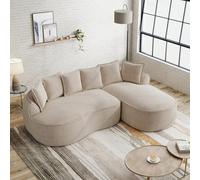 EURHCIO Canapé d'angle modulaire,Canapé 3 Places Salon en Chenille,avec Coussin et Assise Profonde,pour Salon et Bureau (Brun Clair-Droite)
