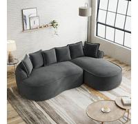 EURHCIO Canapé d'angle modulaire,Canapé 3 Places Salon en Chenille,avec Coussin et Assise Profonde,pour Salon et Bureau (Gris-Droite)