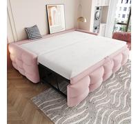 EURHCIO Canapé Lit 90/180x190cm Convertible,Cadre de Lit 2 Personnes Rembourré avec lit Gigogne 90x190,Sommier à Lattes Robuste, Tissu Teddy Confortable,pour Adolescents Adultes (A-Rose, 90/180x190)