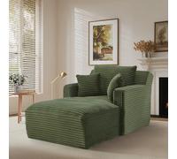 EURHCIO Canapé Longue 1 Place,Fauteuil Relax en Velours Côtelé,Petit Canapé Lit,sans Montage,pour Salon,Bureau et Chambre (Vert-M)
