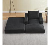 EURHCIO Fauteuil Relax en Velours Côtelé,Canapé Lit 1 Place Convertible,Chaise Longue,Design à Double Couche,sans Montage,pour Salon,Bureau et Chambre (Gris foncé)