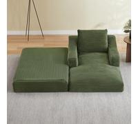 EURHCIO Fauteuil Relax en Velours Côtelé,Canapé Lit 1 Place Convertible,Chaise Longue,Design à Double Couche,sans Montage,pour Salon,Bureau et Chambre (Vert)