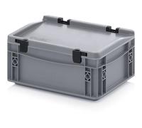 Euro Bac + couvercle à charnière ED 32/12 HG Boîte de rangement empilable 30 x 20 x 13,5 cm Boîte industrielle eurobox box