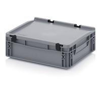 Euro Bac + couvercle à charnière ED 43/12 HG Boîte de rangement empilable 40 x 30 x 13,5 cm Boîte industrielle eurobox box