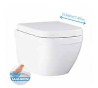 Euro ceramic WC suspendu compact sans bride avec abattant frein de chute (Eurocompact-lm)