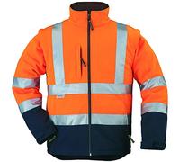 Euro Protection-Veste haute visibilité en softshell respirante et imperméable Micro 310 g antivento. 3 poches capuche et manches staccabili. plusieurs coloris., Multicolore