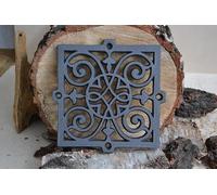 Euro Sezam - Grille de ventilation en fonte - 20,50x1x20,50 cm - pour poêles, fours à bois & cheminées - Grille pour air chaud - Grille d'aération pour four, conduit de ventilation (Graphite)
