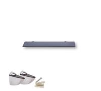 Euro Tische Étagère Murale en Verre 40x17.8cm, étagère en Verre pour Salle de Bain, étagère de Douche en Verre Noir avec Verre de sécurité trempé de 6mm et Supports métalliques (Noir)