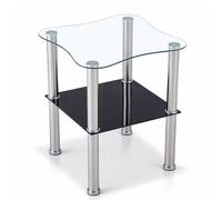 Euro Tische Table Basse en Verre de Sécurité avec Coupe à Facettes - Parfaitement Adaptée comme Table d'Appoint/de Salon 40 x 40 x 47 cm (Complétée, Noir)