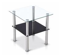 Euro Tische Table Basse en Verre de Sécurité avec Coupe à Facettes - Parfaitement Adaptée comme Table d'Appoint/de Salon 40 x 40 x 47 cm (Carré, Noir)
