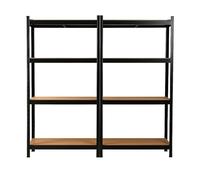 EURO VANADIUM - Double Étagères de Rangement Charges Lourdes - 160 x 160 cm - 640 kg - Étagères de Garage modulables, 4 Niveaux, 8 Plateaux - Noir - 40 cm - Noir