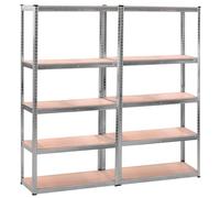 EURO VANADIUM Étagère Garage métallique 5 Niveaux 180 x 40 x 180 cm | Étagère charges lourdes en acier galvanisé et plateaux MDF : 5 niveaux, 800 kg de capacité totale, montage par clips