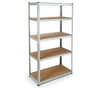 EURO VANADIUM Etagère modulable en métal pour Charges Lourdes - 90 x 180 cm | Structure acier galvanisé et plateaux MDF, capacité totale 875 kg, 175 kg par plateau, assemblage par clips sans outils
